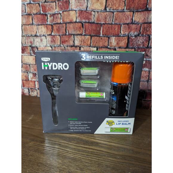 Schick Hydro Razor Set; Razor Edge Shave Gel & Banana Boat Lip Balm - Picture 1 of 4